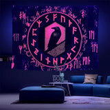 Viking gobeläng blacklight reaktiv röd meditation runor odins Hem - Tillbehör och dekorationer Naty Shop Röda runor V 200L X 150B Cm