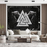 Gobeläng viking varg totem svart vit meditationsrunor Hem - Accessoarer och dekorationer Naty Shop