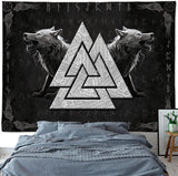 Gobeläng viking varg totem svart vit meditationsrunor Hem - Accessoarer och dekorationer Naty Shop