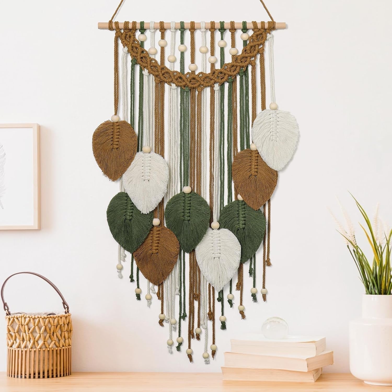 Gobeläng weldomcor gobeläng små handelspärlor träblad Hem - Tillbehör och dekorationer Naty Shop Maro