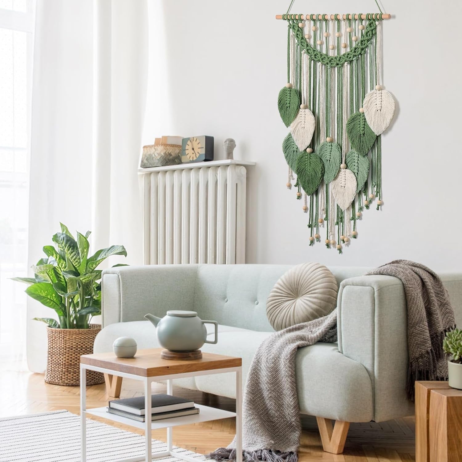 Gobeläng weldomcor gobeläng små handelspärlor träblad Hem - Tillbehör och dekorationer Naty Shop