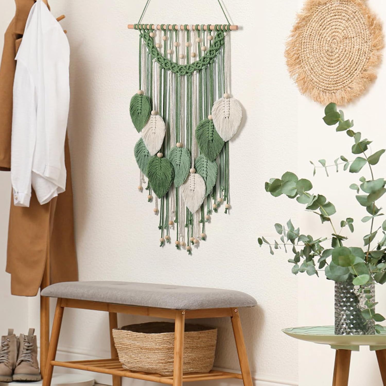 Gobeläng weldomcor gobeläng små handelspärlor träblad Hem - Tillbehör och dekorationer Naty Shop