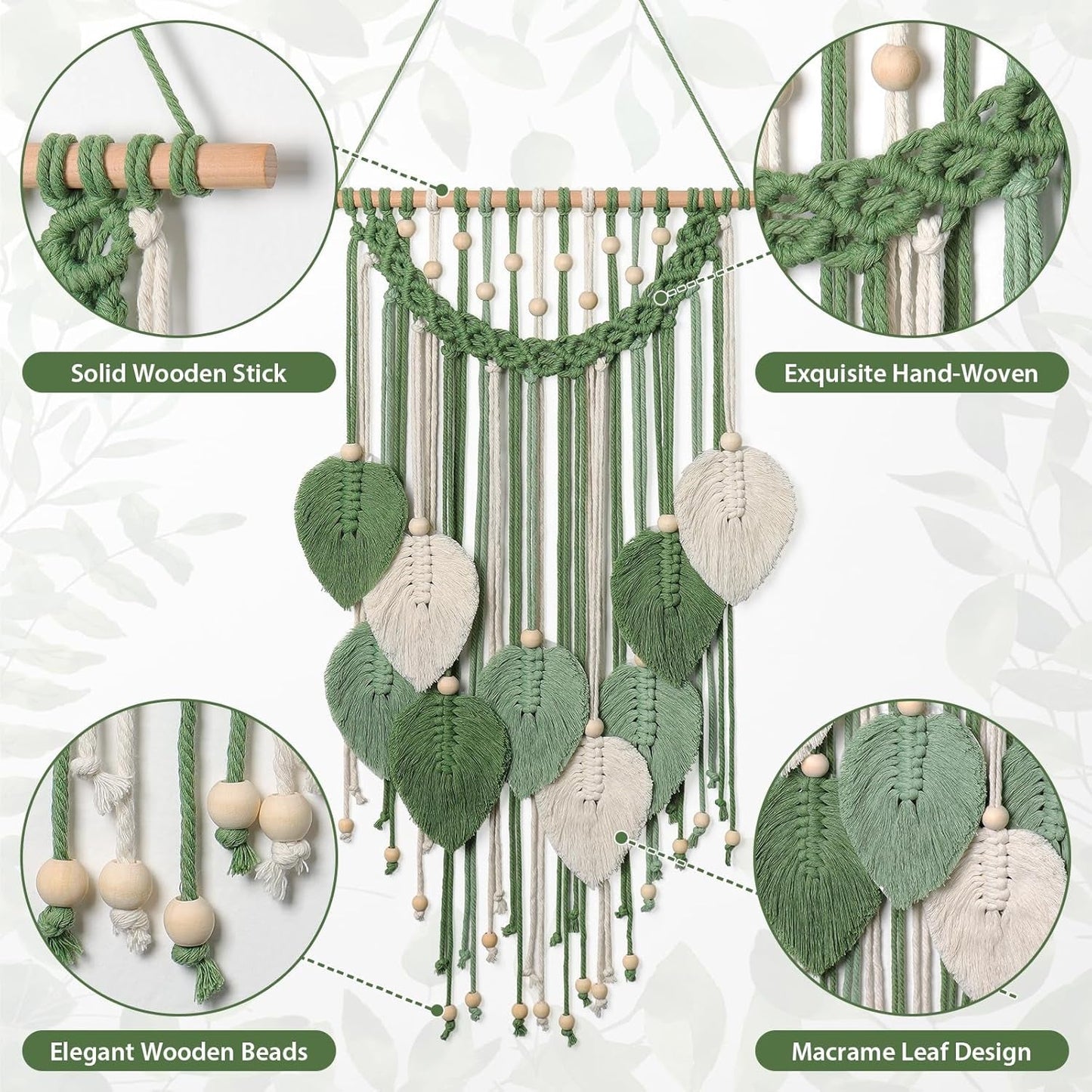 Gobeläng weldomcor gobeläng små handelspärlor träblad Hem - Tillbehör och dekorationer Naty Shop