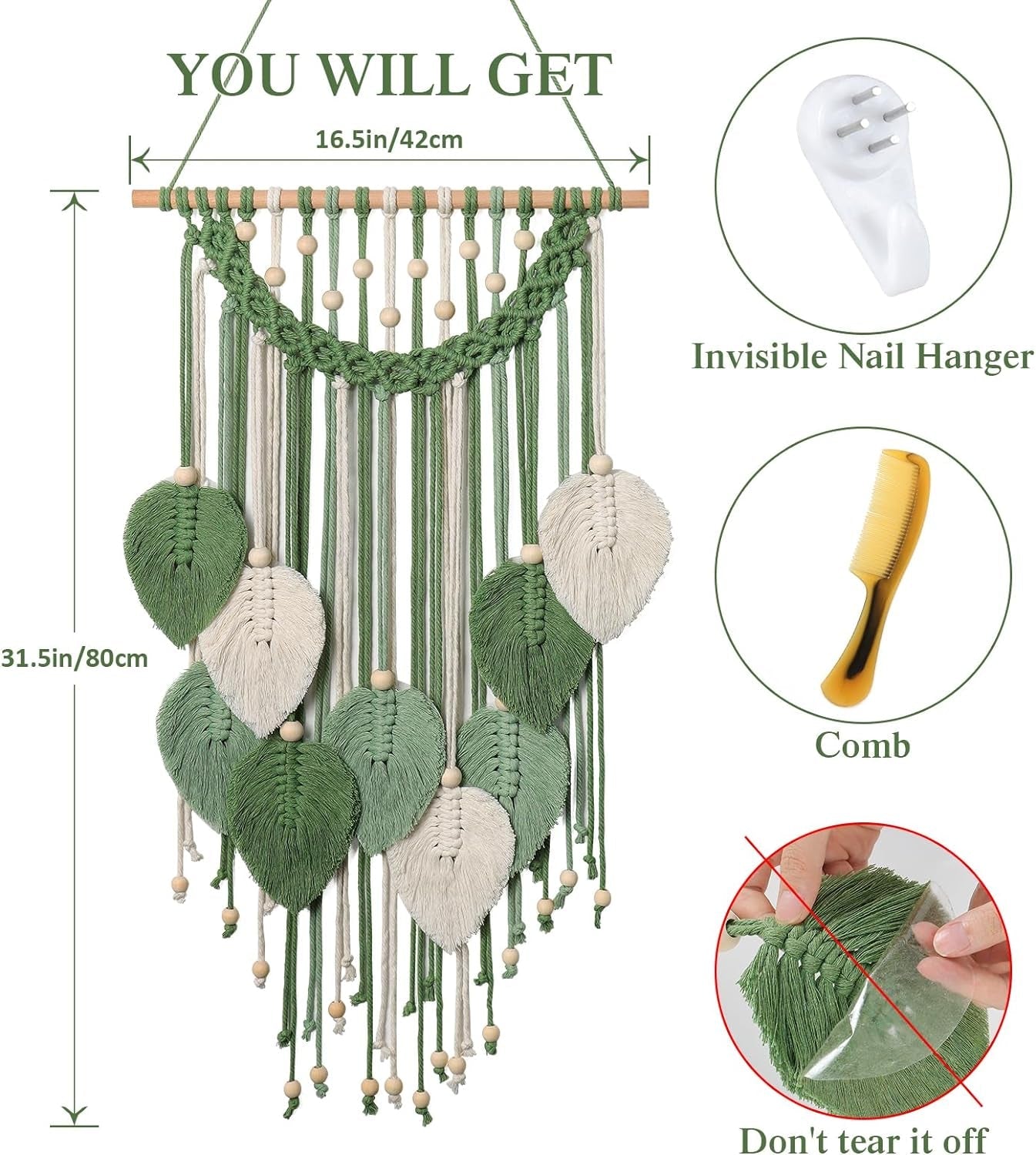 Gobeläng weldomcor gobeläng små handelspärlor träblad Hem - Tillbehör och dekorationer Naty Shop