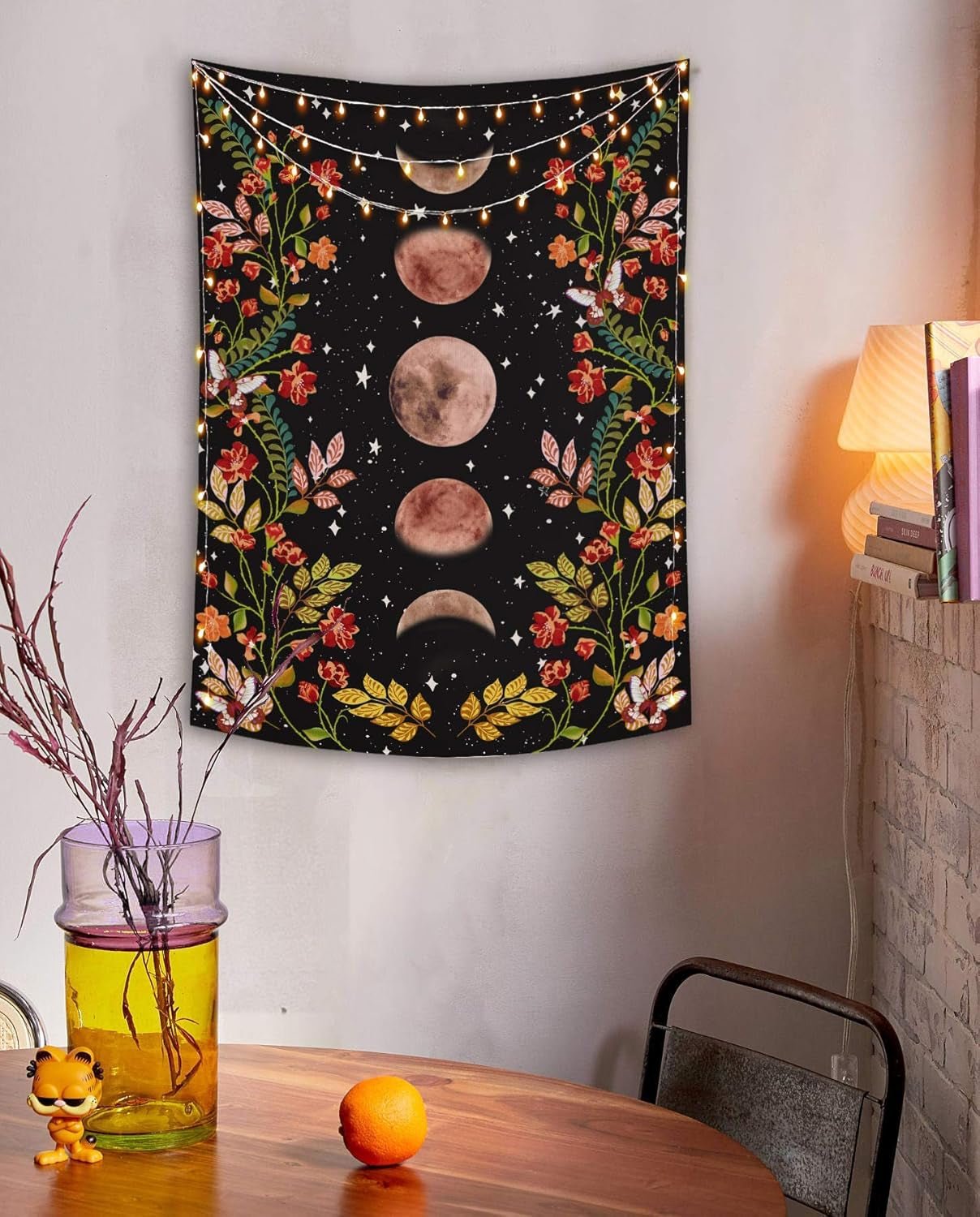 Yisumei gobeläng estetisk måneblommor svart storlek Hem - Tillbehör och dekorationer Naty Shop