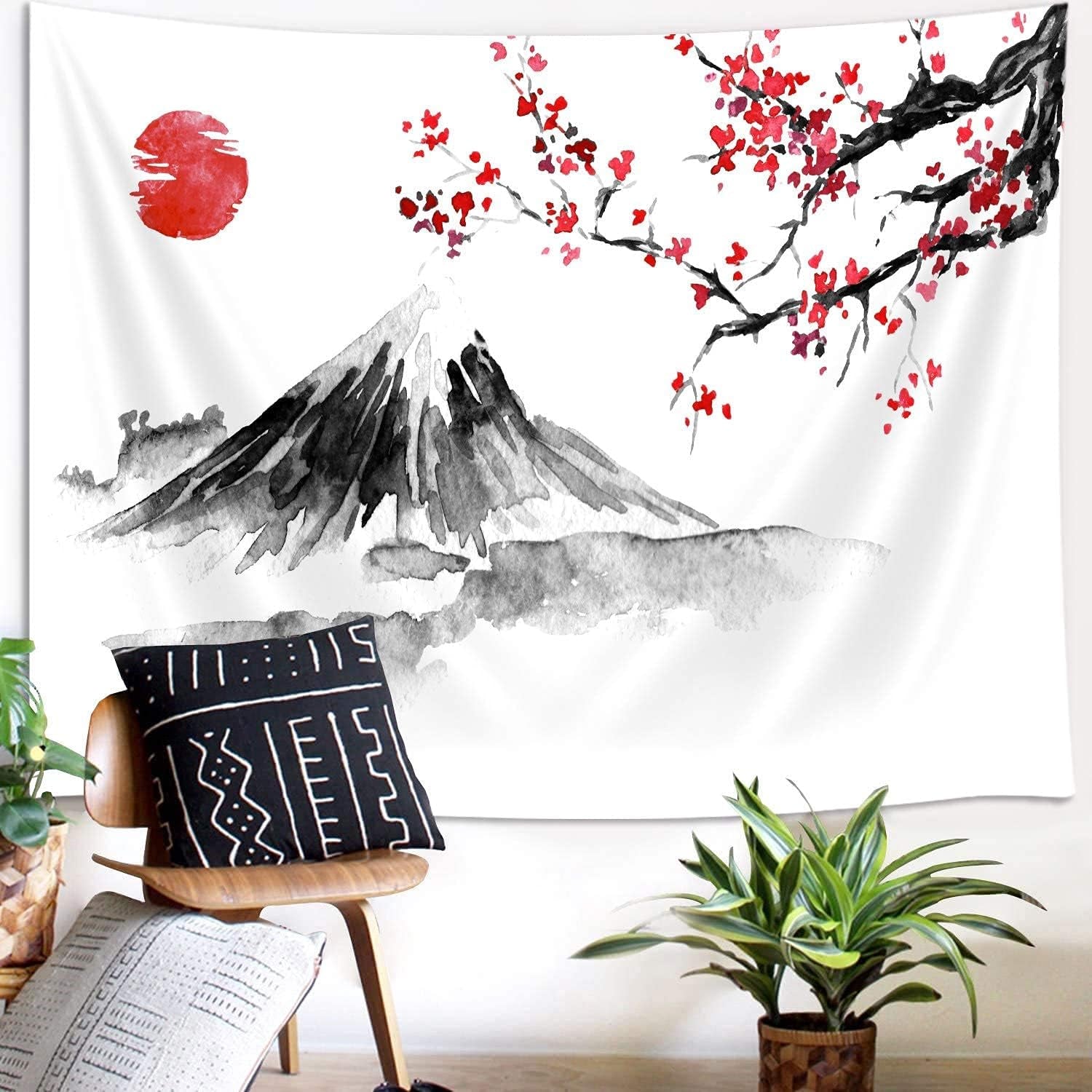 Yisumei gobeläng estetisk måneblommor svart storlek Hem - Tillbehör och dekorationer Naty Shop Röd 150L X 130B Cm