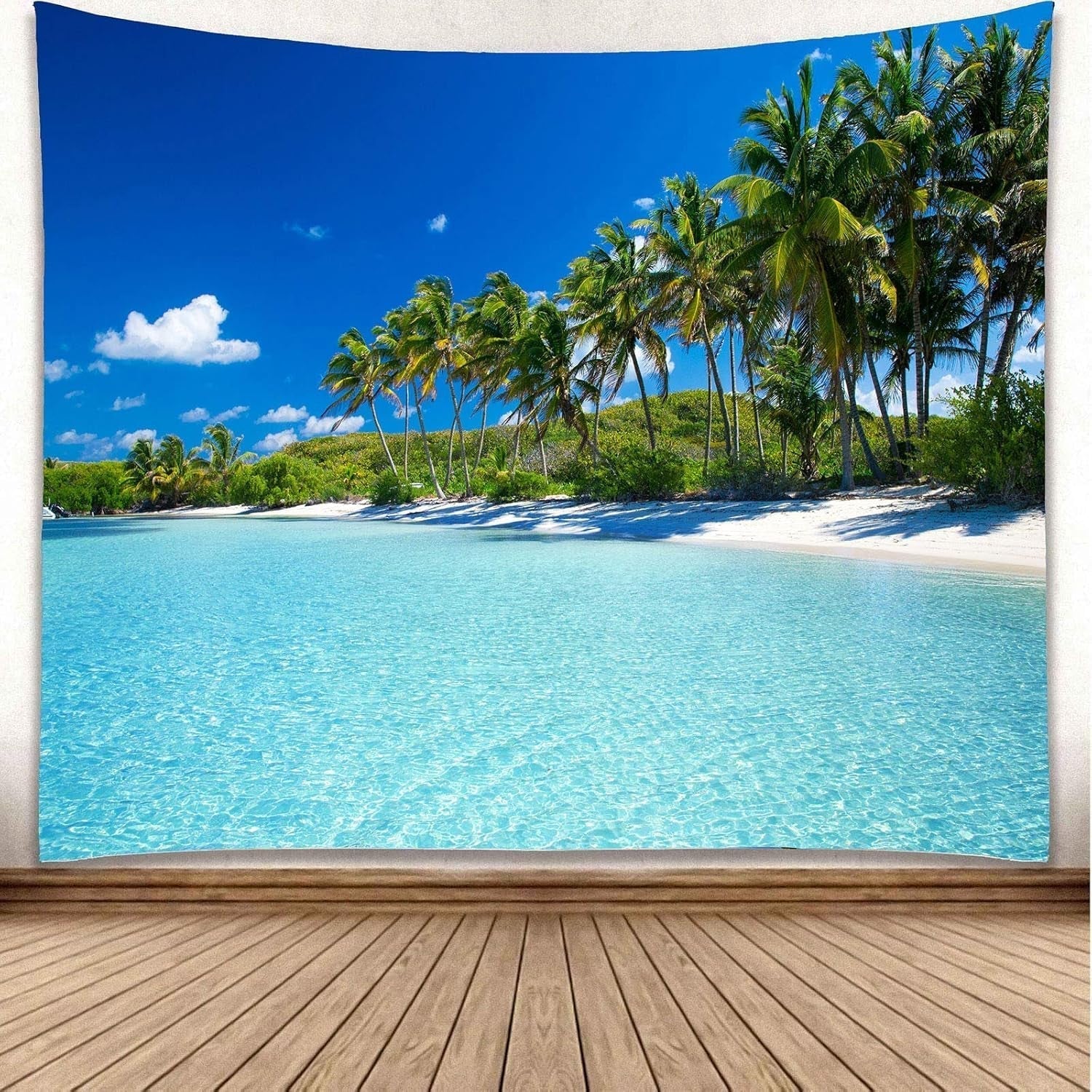 Gobeläng yisure strand tropiskt landskap Hem - Tillbehör och dekorationer Naty Shop Blå 150L X 200B Cm