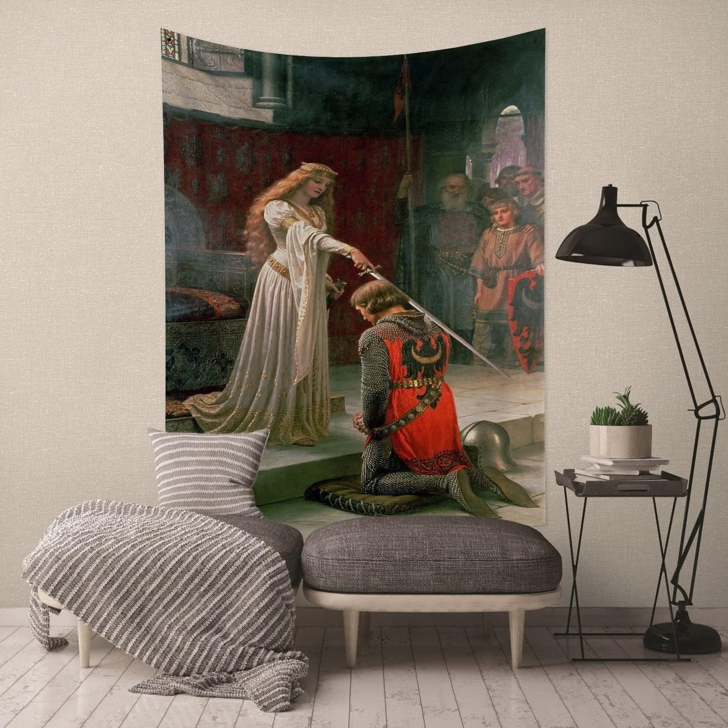 Gobeläng yongfoto riddare oljemålning medeltida England Hem - Tillbehör och dekorationer Naty Shop