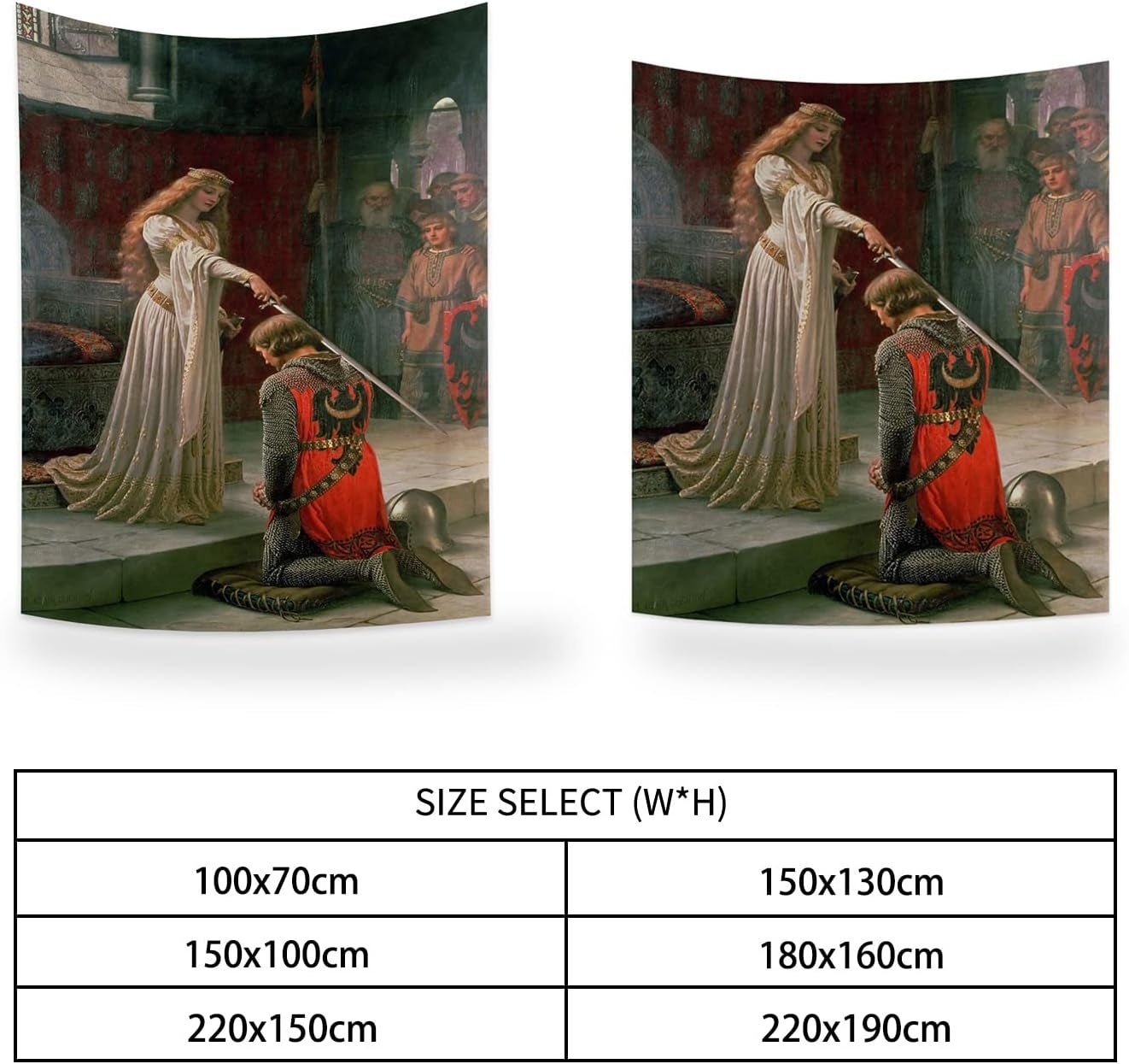 Gobeläng yongfoto riddare oljemålning medeltida England Hem - Tillbehör och dekorationer Naty Shop