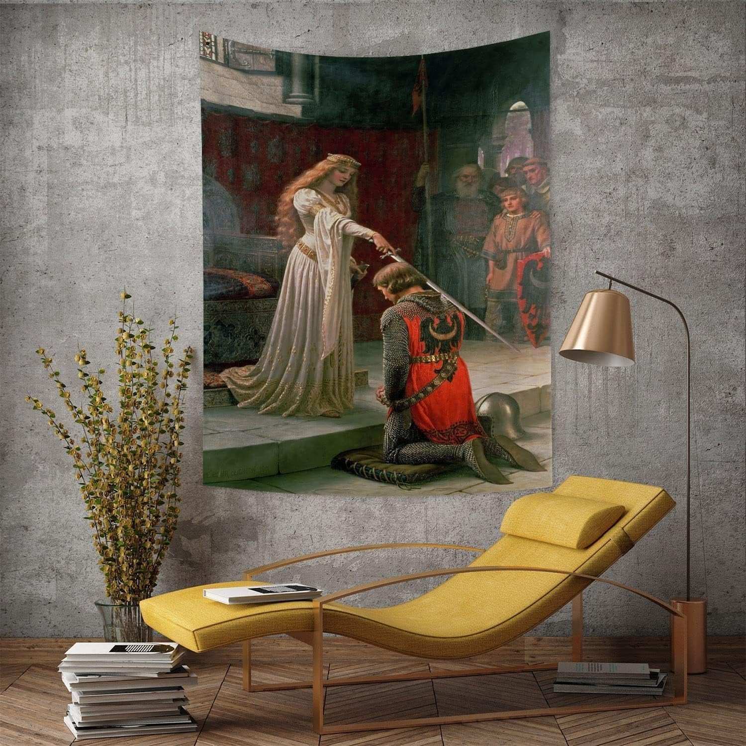 Gobeläng yongfoto riddare oljemålning medeltida England Hem - Tillbehör och dekorationer Naty Shop