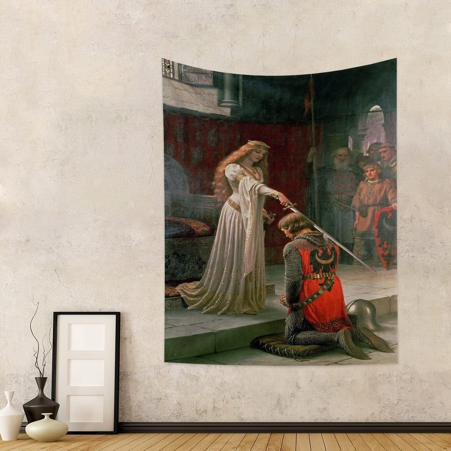 Gobeläng yongfoto riddare oljemålning medeltida England Hem - Tillbehör och dekorationer Naty Shop