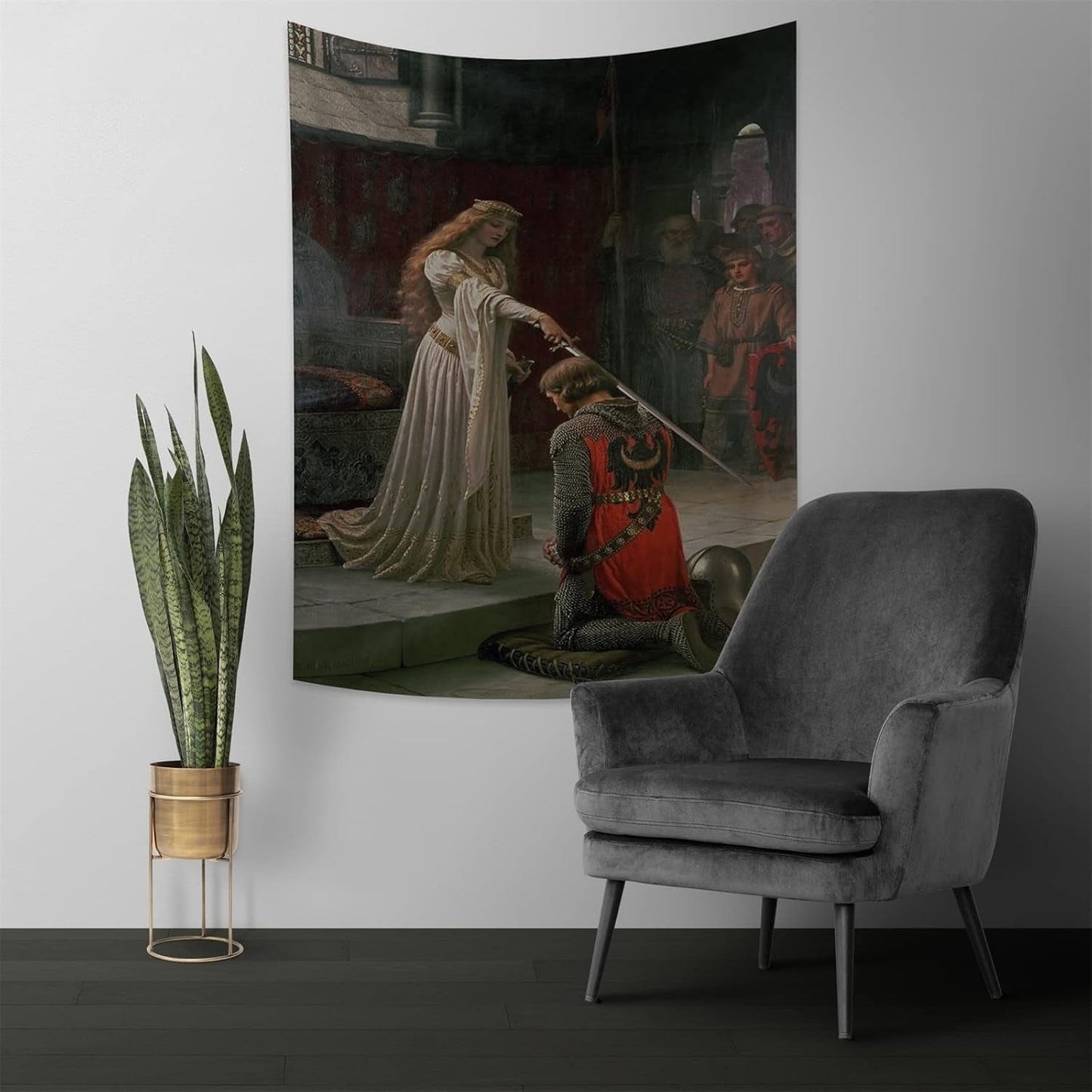 Gobeläng yongfoto riddare oljemålning medeltida England Hem - Tillbehör och dekorationer Naty Shop