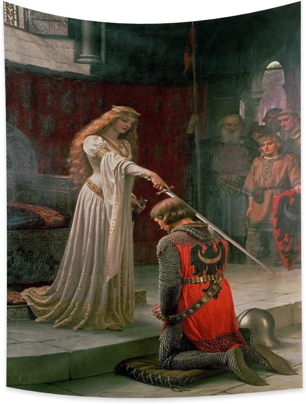 Gobeläng yongfoto riddare oljemålning medeltida England Hem - Tillbehör och dekorationer Naty Shop