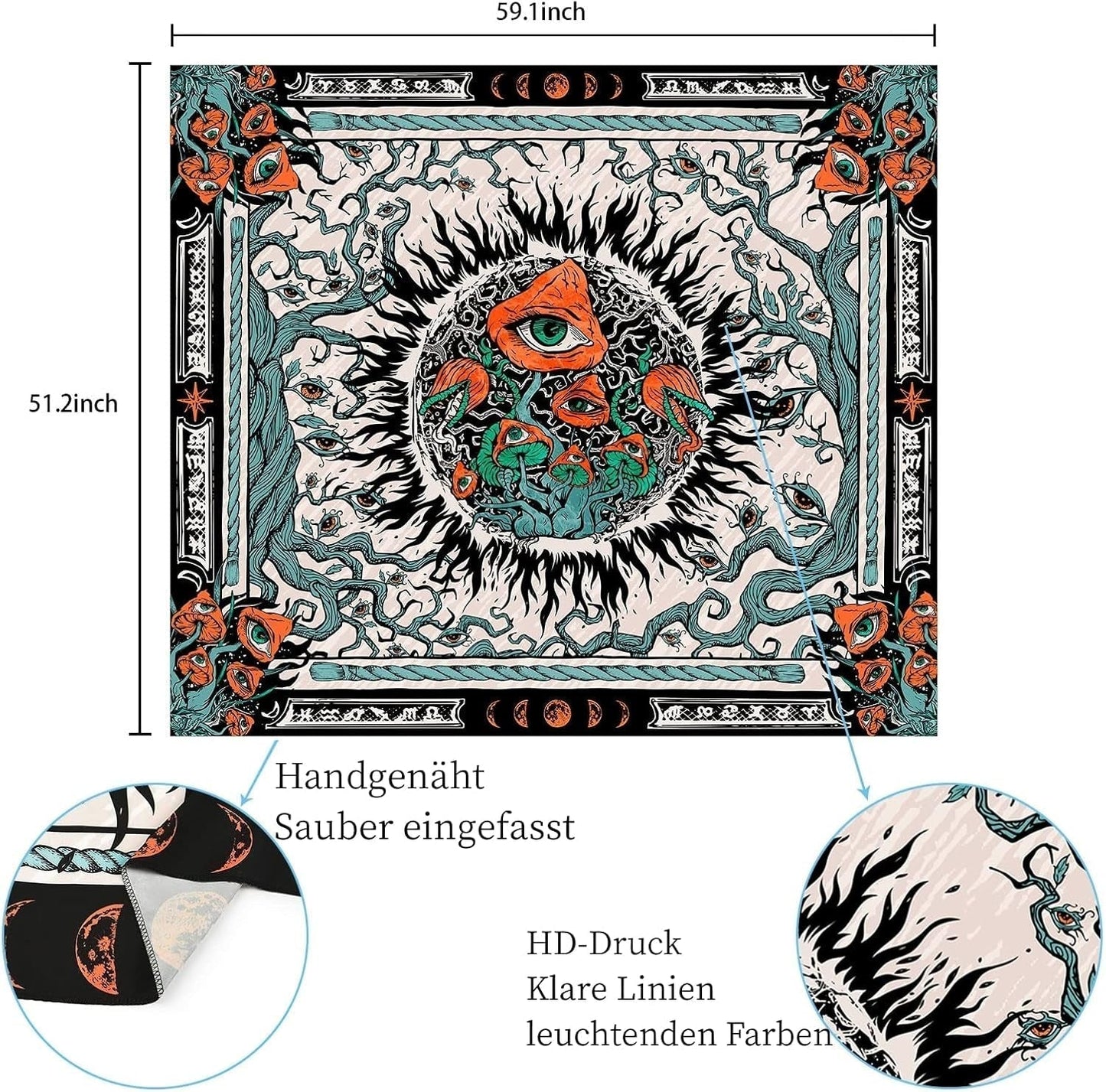 Gobeläng yrende svampar solbränna canvas hippieögon Hem - Accessoarer och dekorationer Naty Shop