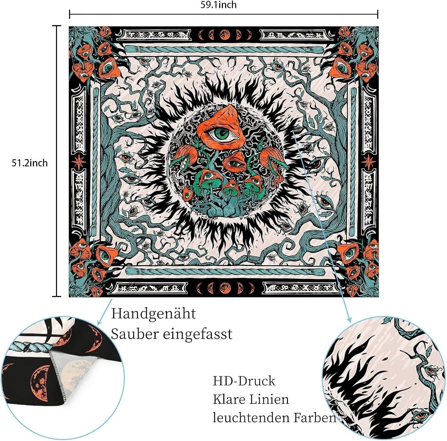Gobeläng yrende svampar solbränna canvas hippieögon Hem - Accessoarer och dekorationer Naty Shop