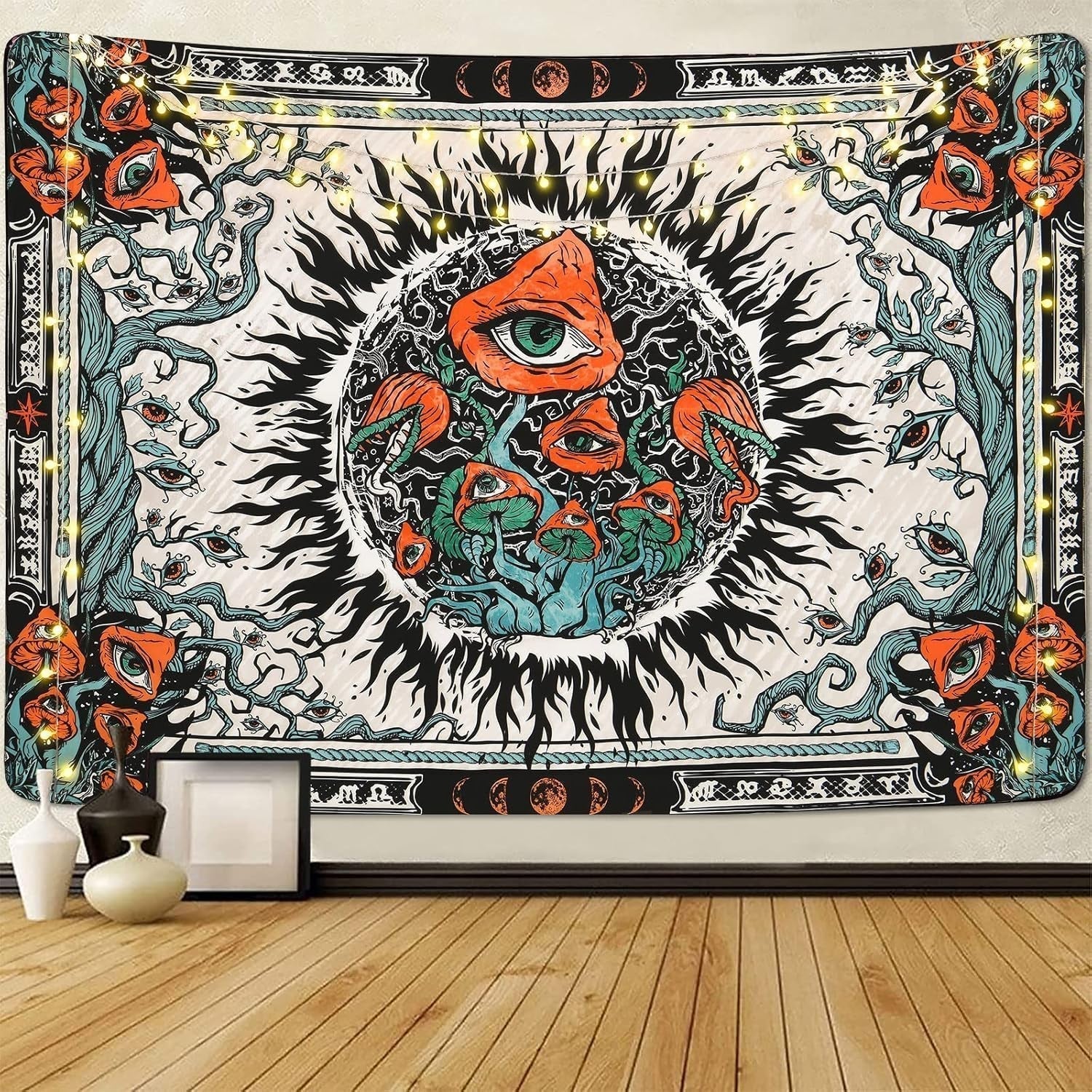 Gobeläng yrende svampar solbränna canvas hippieögon Hem - Tillbehör och dekorationer Naty Shop Multi 150X130Cm