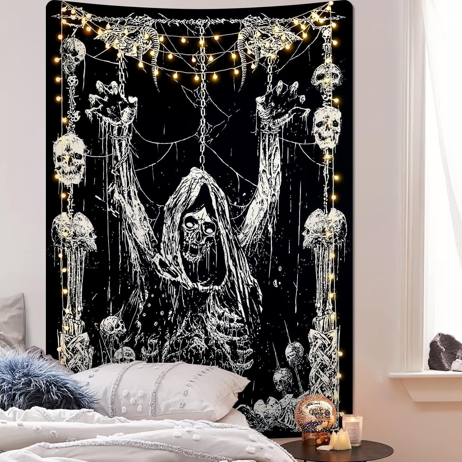 Gobeläng yrendenge mänsklig skalle svart vit Hem - Accessoarer och dekorationer Naty Shop