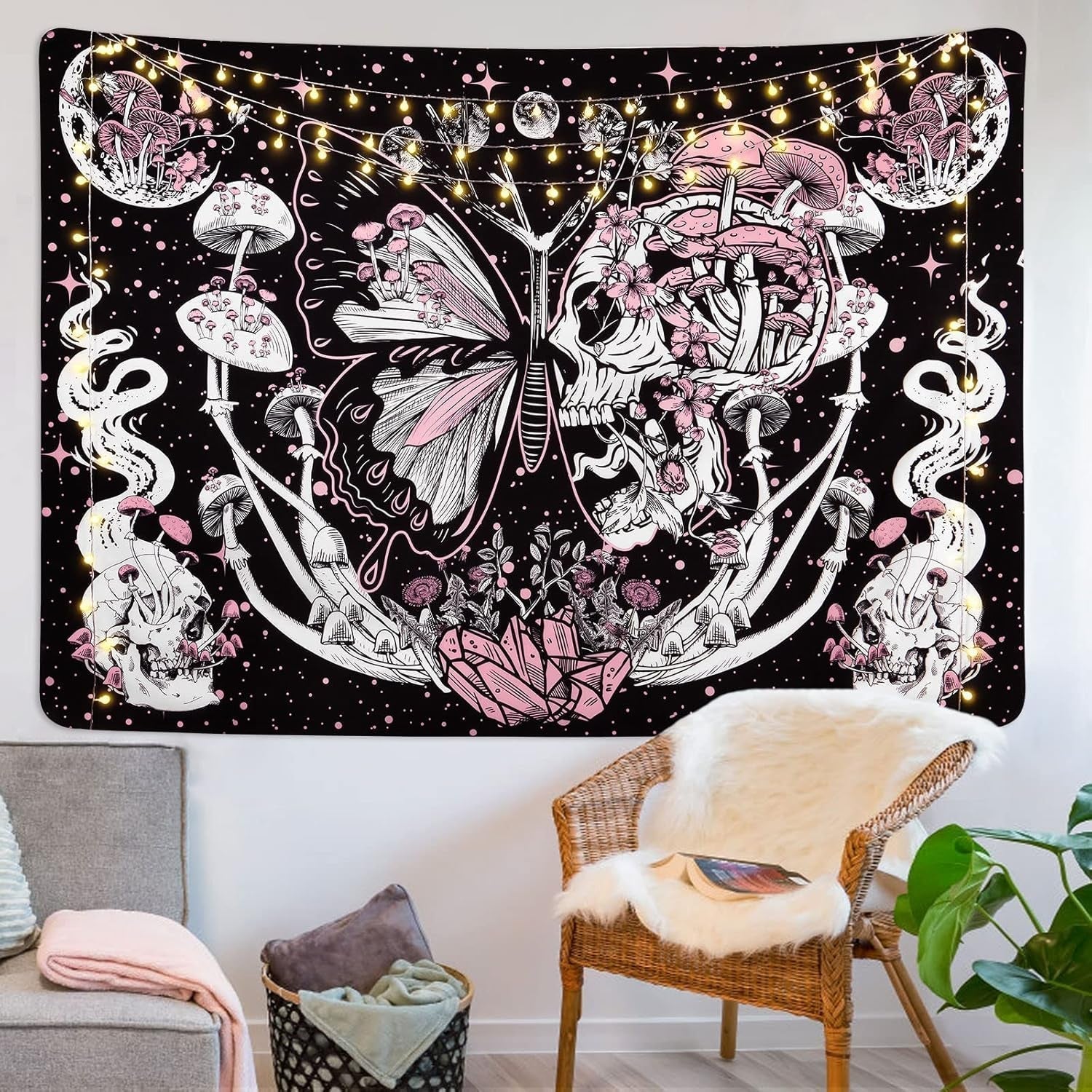 Gobeläng yrendenge fjärilar skelett svampar hus stjärnor måne Casa - Tillbehör och dekorationer Naty Shop