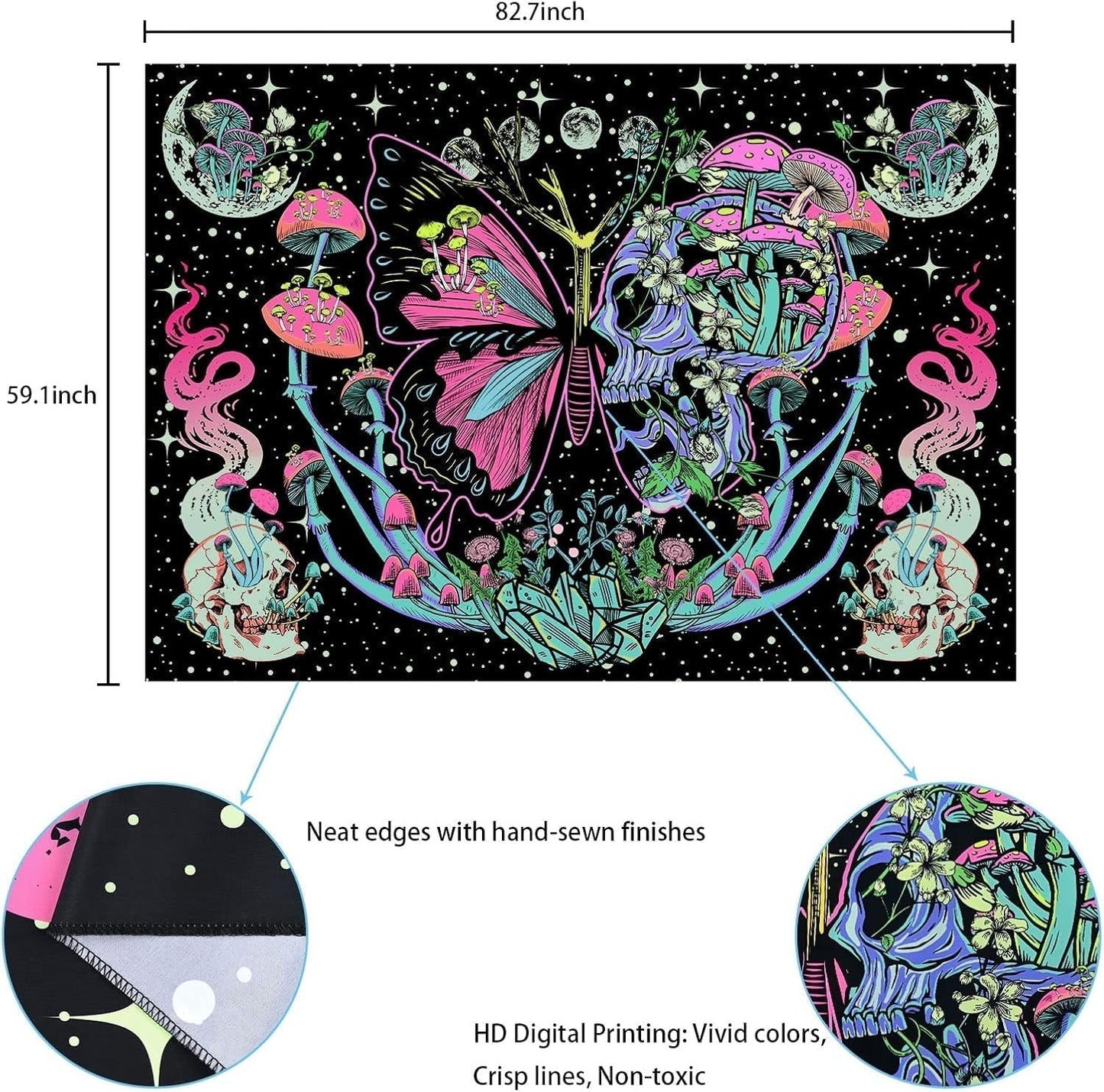 Yrendenge gobeläng fluorescerande gobeläng fjärilar fas Hem - Tillbehör och dekorationer Naty Shop