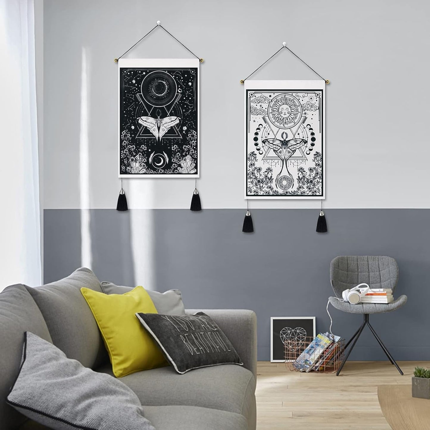 Yugarlibi gobeläng 2st små gobelänger hängande måne och sol Hem - Tillbehör och dekorationer Naty Shop