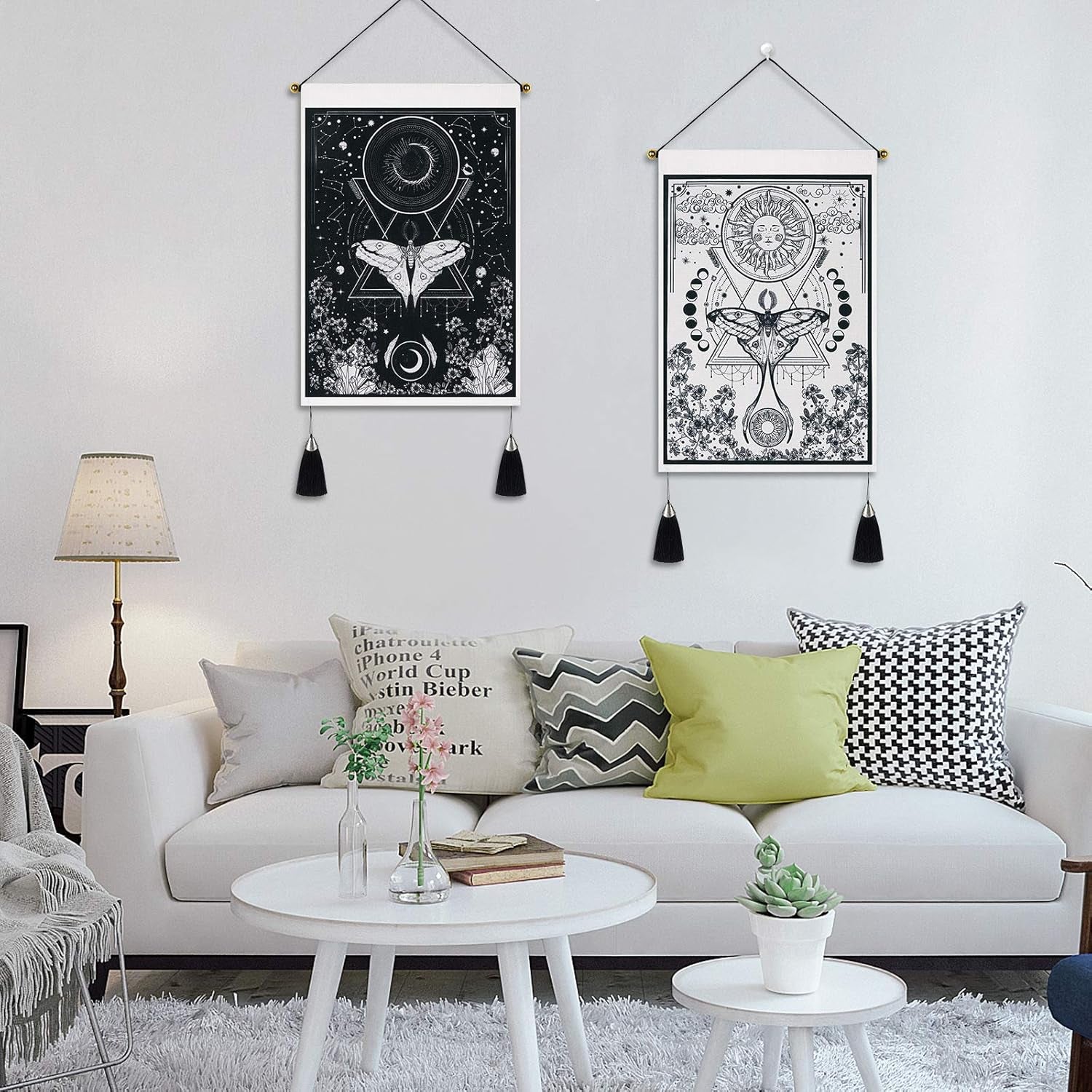 Yugarlibi gobeläng 2st små gobelänger hängande måne och sol Hem - Tillbehör och dekorationer Naty Shop