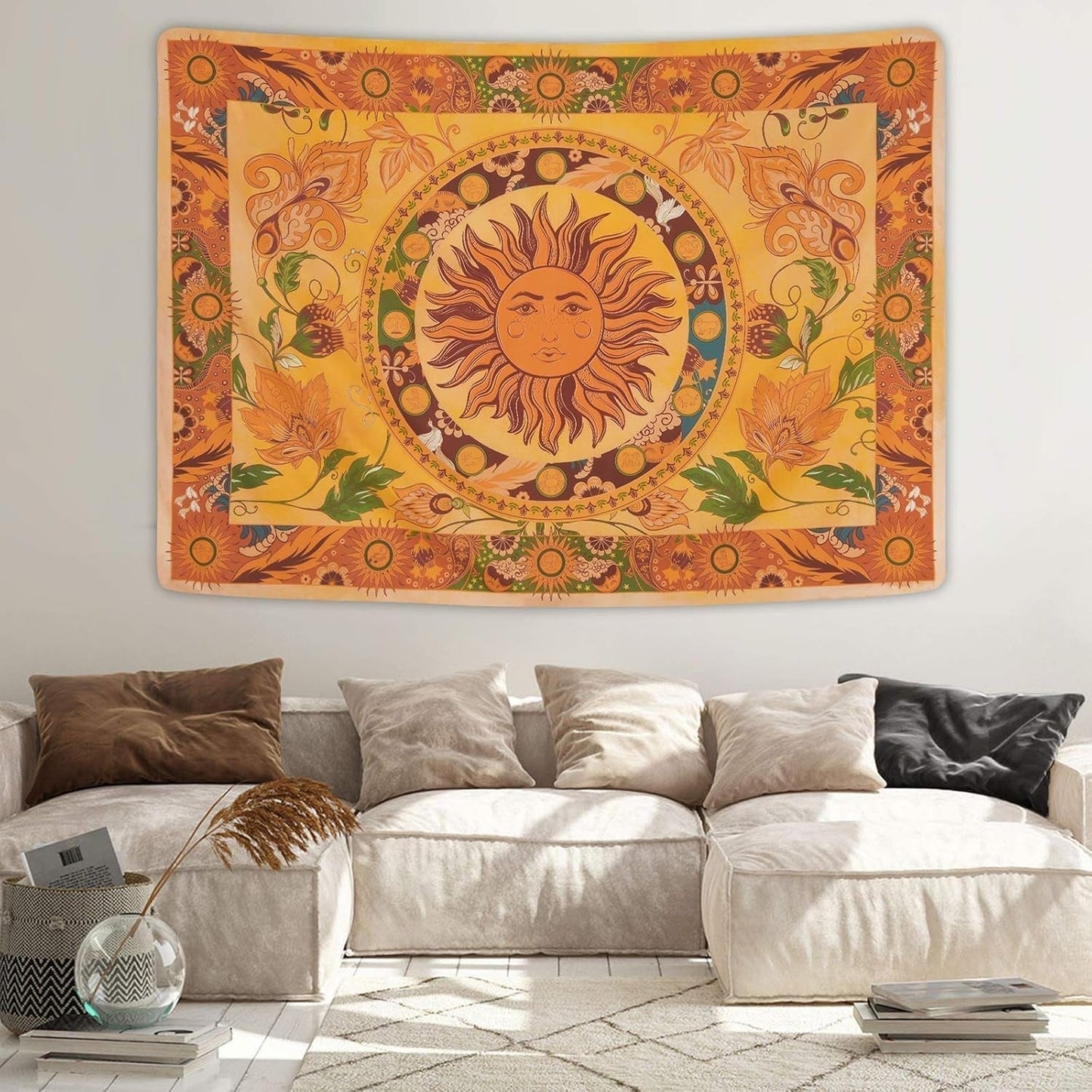 Gobeläng yugarlibi brinnande sol vårblommor vintage vägg Hem - Tillbehör och dekorationer Naty Shop