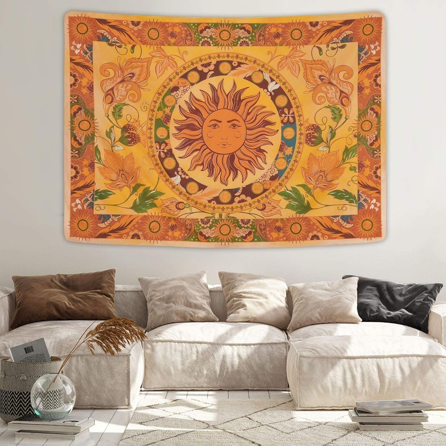 Gobeläng yugarlibi brinnande sol vårblommor vintage vägg Hem - Tillbehör och dekorationer Naty Shop