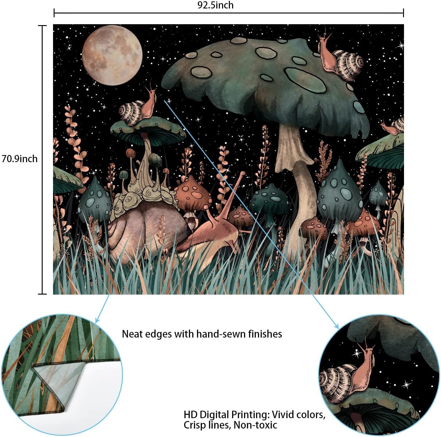 Gobeläng yugarlibi svamp svart skog snigel hängande Hem - Tillbehör och dekorationer Naty Shop