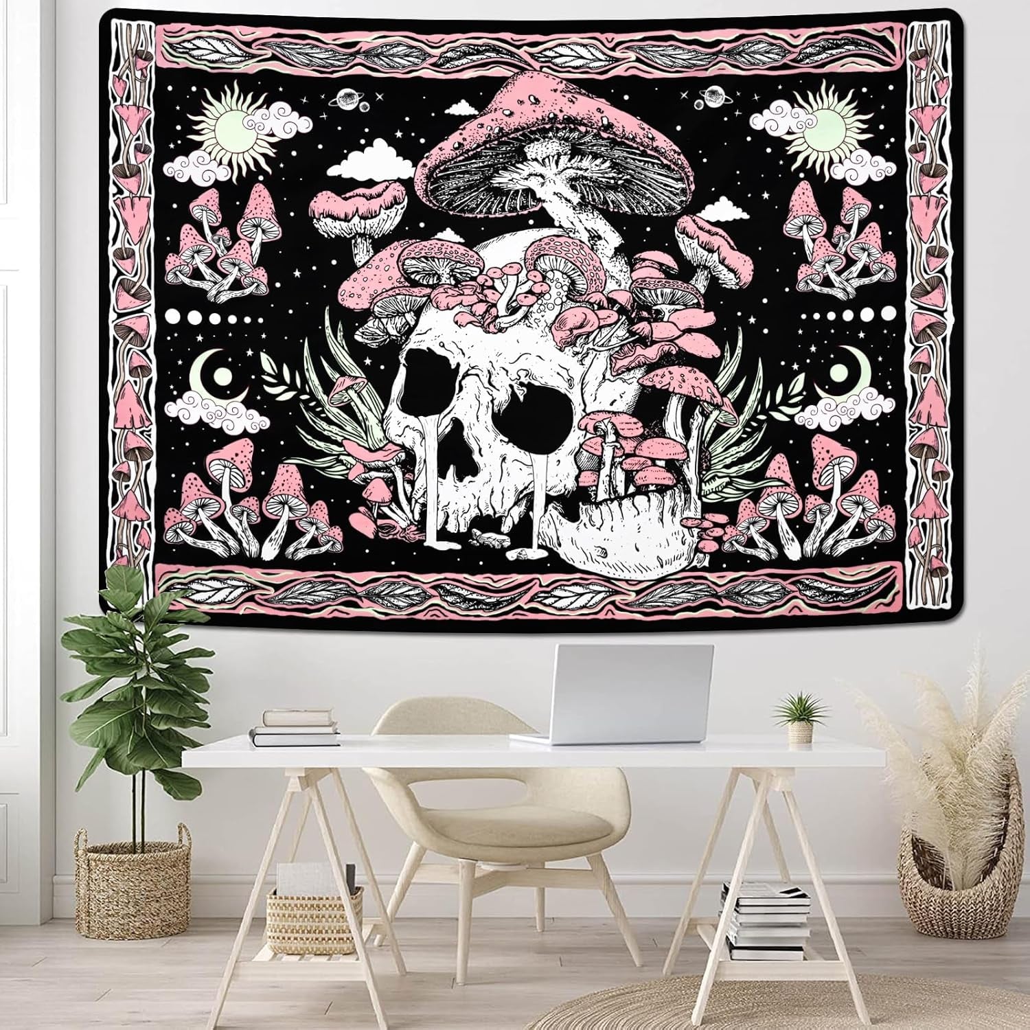 Gobeläng yugarlibi rosa dödskalle svamp skelett Hem - Tillbehör och dekorationer Naty Shop