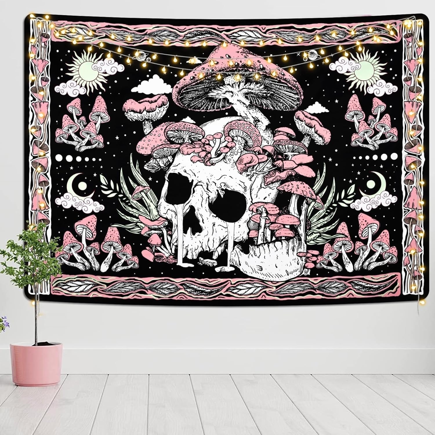 Gobeläng yugarlibi rosa dödskalle svamp skelett Hem - Tillbehör och dekorationer Naty Shop