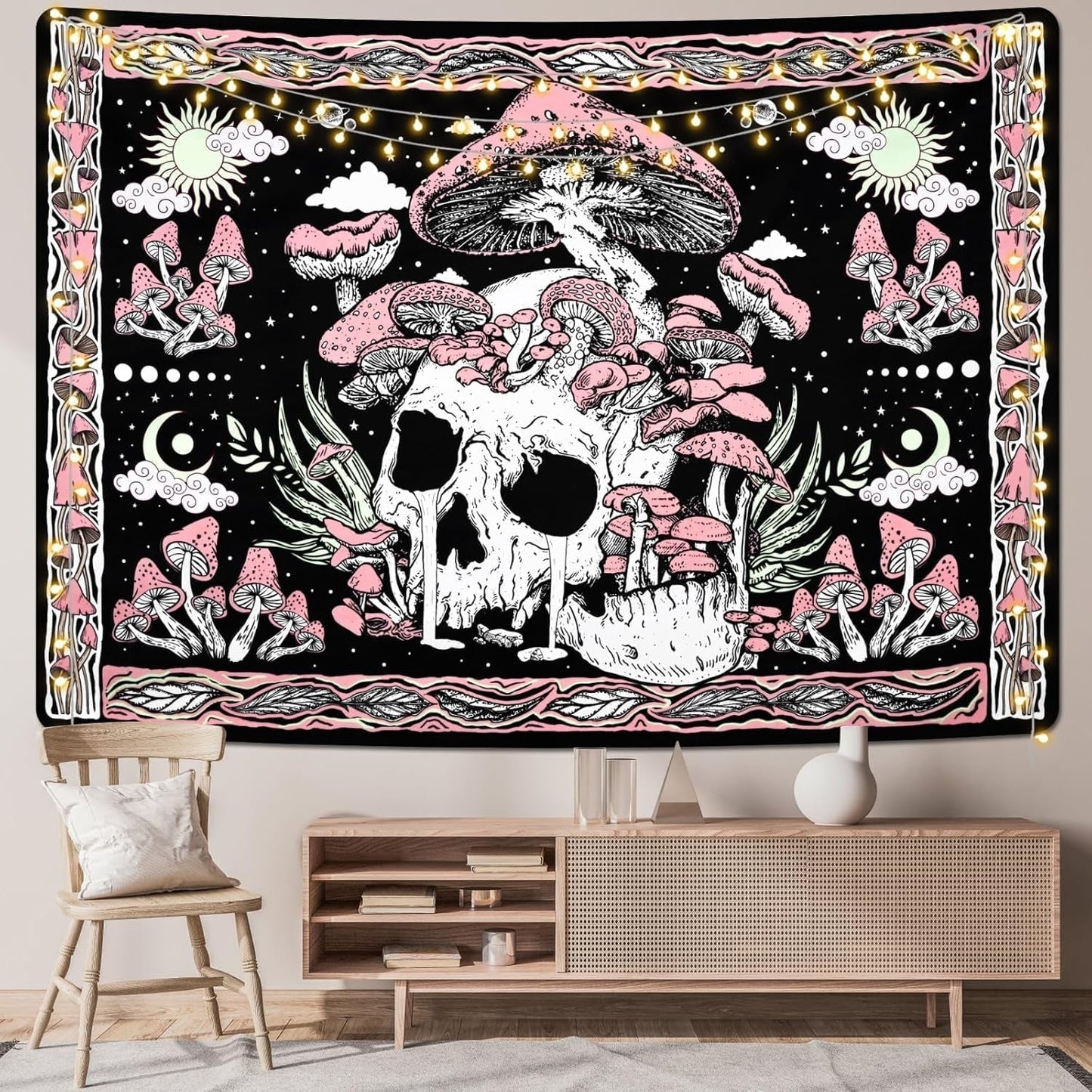 Gobeläng yugarlibi rosa dödskalle svamp skelett Hem - Tillbehör och dekorationer Naty Shop