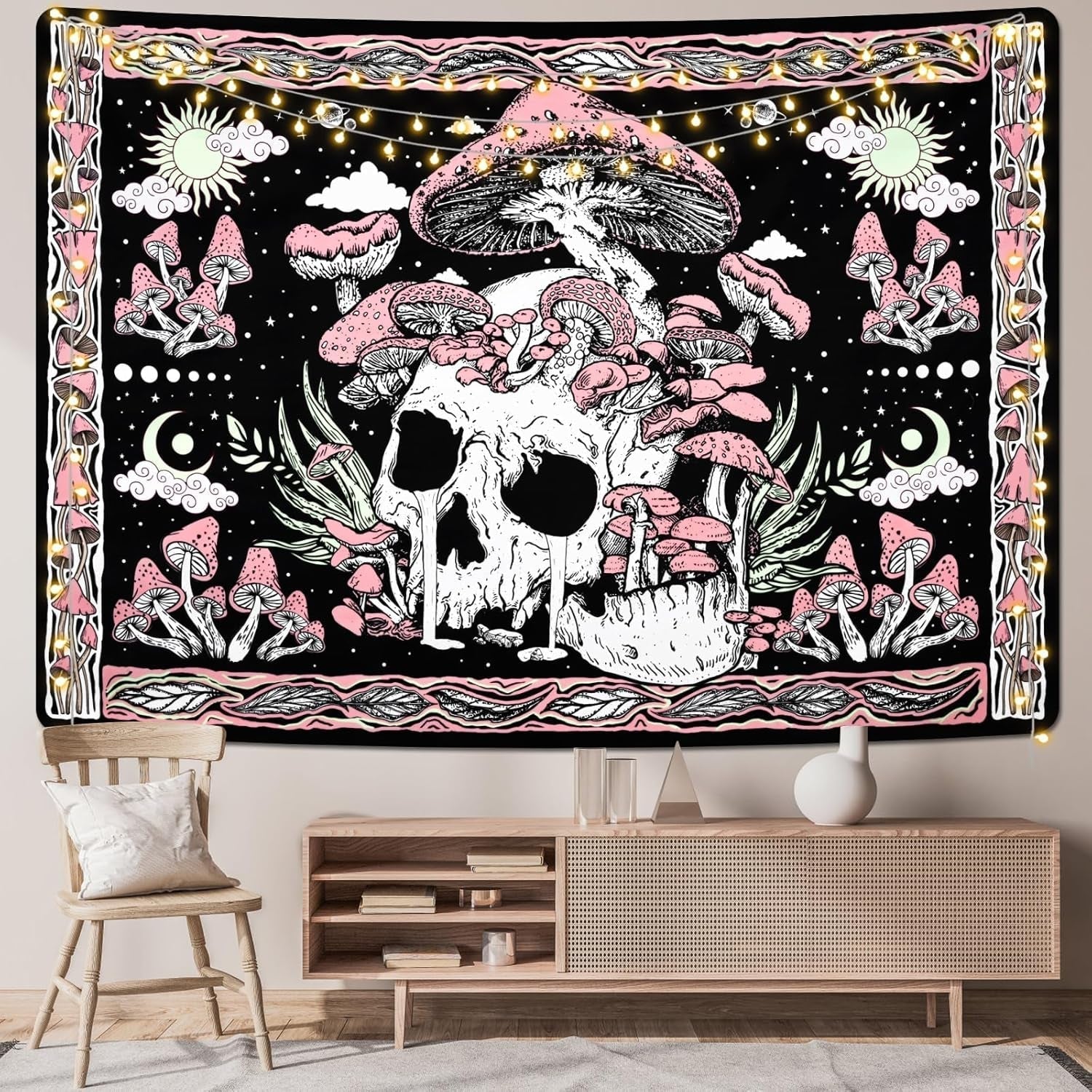Gobeläng yugarlibi rosa dödskalle svamp skelett Hem - Tillbehör och dekorationer Naty Shop