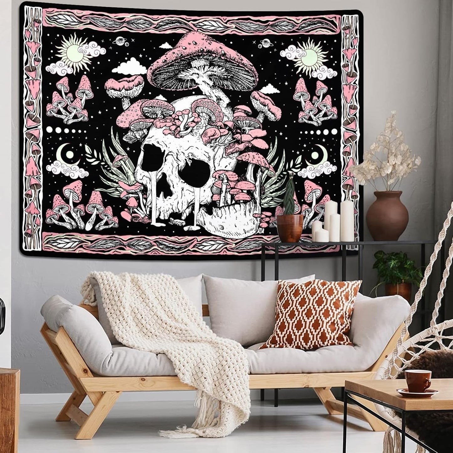 Gobeläng yugarlibi rosa dödskalle svamp skelett Hem - Tillbehör och dekorationer Naty Shop