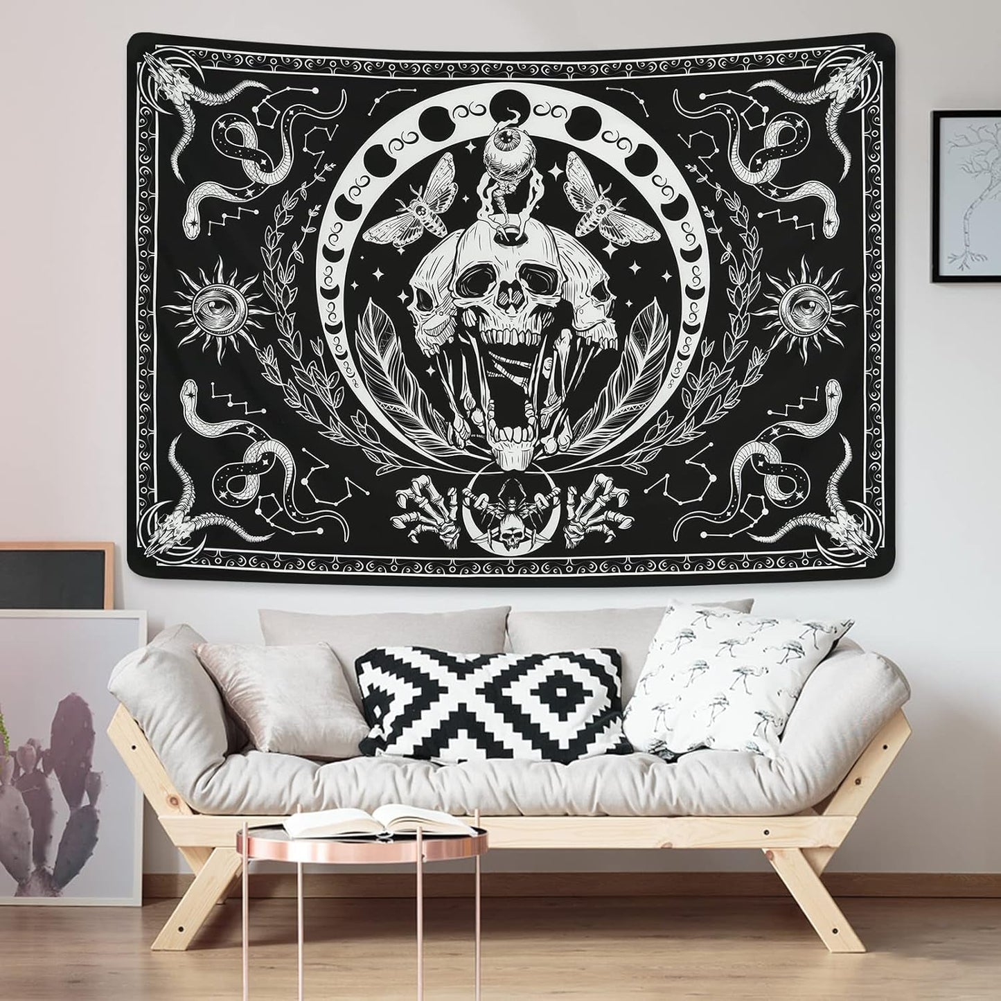 Gobeläng yugarlibi skelett svart ormmal estetisk duk Hem - Tillbehör och dekorationer Naty Shop