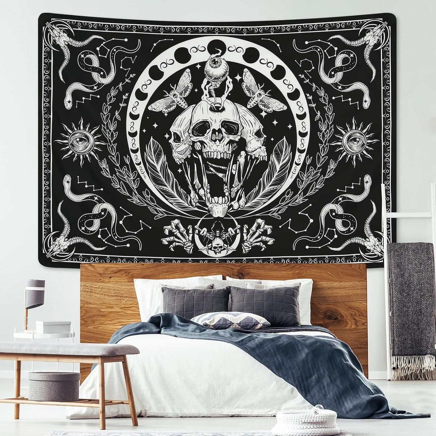 Gobeläng yugarlibi skelett svart ormmal estetisk duk Hem - Tillbehör och dekorationer Naty Shop