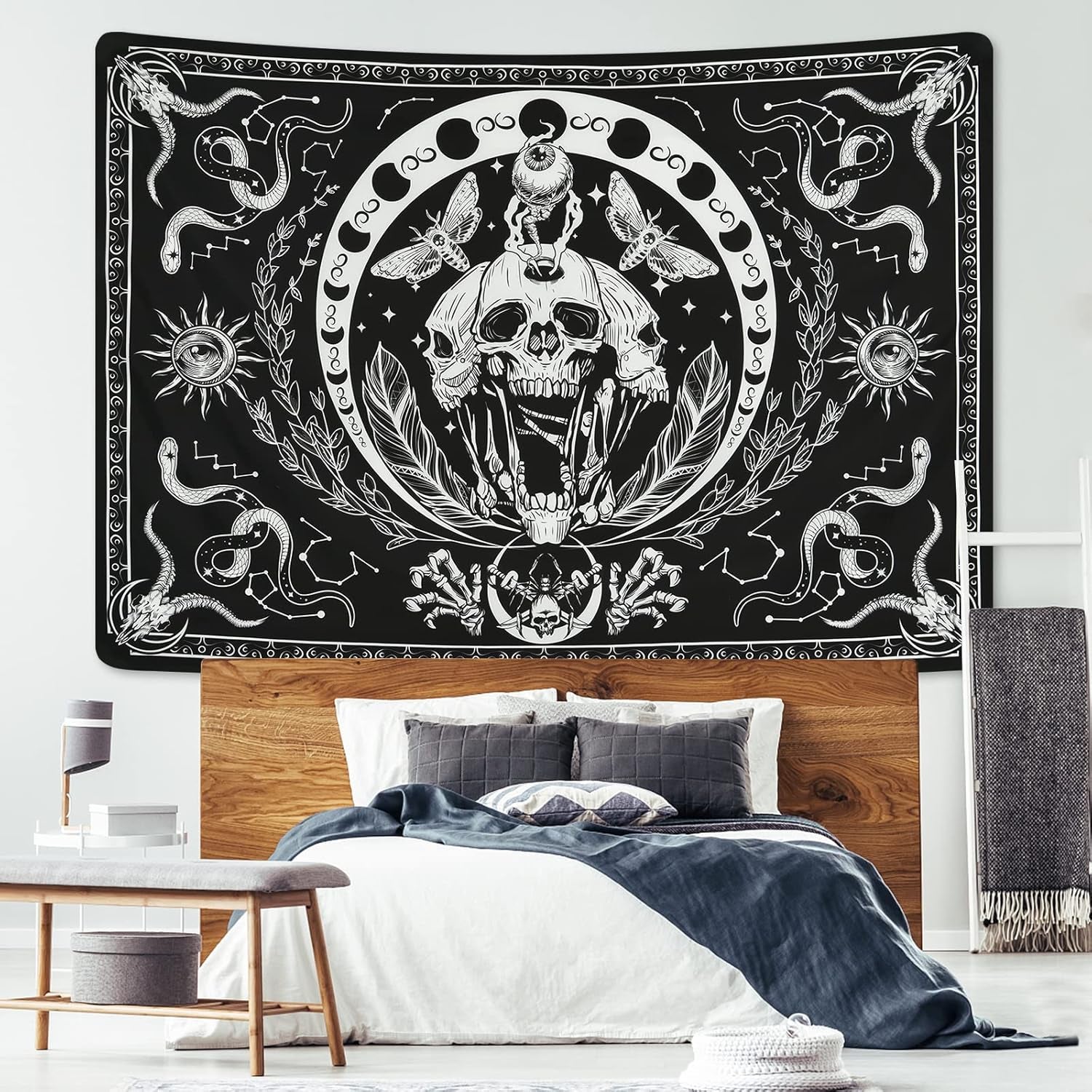 Gobeläng yugarlibi skelett svart ormmal estetisk duk Hem - Tillbehör och dekorationer Naty Shop