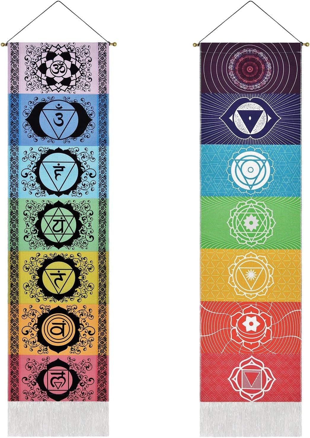 yugarlibi gobeläng uppsättning chakra hängen meditation yoga trippy Hem - Tillbehör och dekorationer Naty Shop Chakra vit och svart 130X32,5 cm