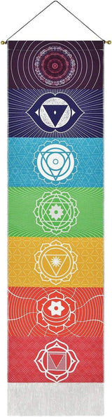 yugarlibi gobeläng set med chakra hängen meditation yoga trippy Hem - Tillbehör och dekorationer Naty Shop Chakra vit 130L X 32,5B Cm