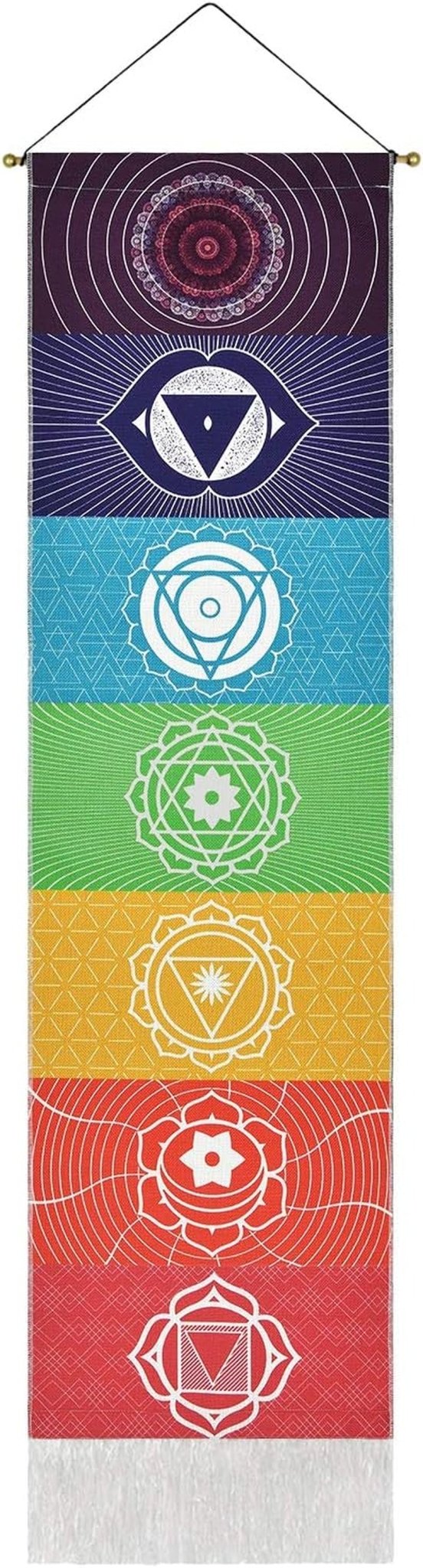 yugarlibi gobeläng set med chakra hängen meditation yoga trippy Hem - Tillbehör och dekorationer Naty Shop Chakra vit 130L X 32,5B Cm