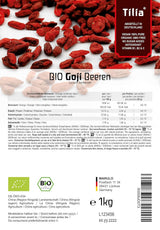 Tilia BIO Gojibär 1 kg Uttorkade produkter Naty Shop