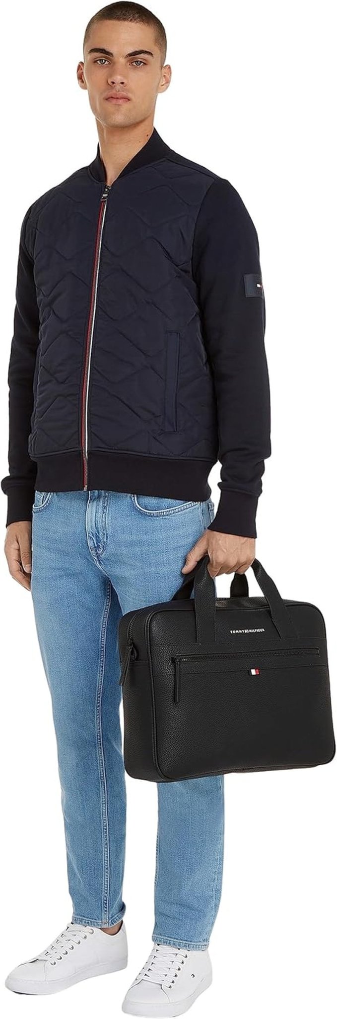 Tommy Hilfiger ESSENTIAL PU DATORVÄSKA laptopväska för män, Black, OS Bagage och reseutrustning Naty Shop