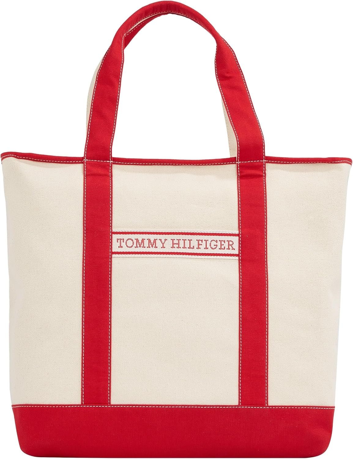 TOMMY HILFIGER Dam Th Summer Canvas Tote Aw0aw17421 Tygväska Väskor Dam Naty Shop Röd (primär röd)