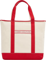 TOMMY HILFIGER Dam Th Summer Canvas Tote Aw0aw17421 Tygväska Väskor Dam Naty Shop Röd (primär röd)