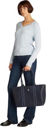 Tommy Hilfiger Th Logotape Tote Aw0aw17198 Tygväska Dam Väskor Naty Shop