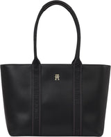 Tommy Hilfiger Th Logotape Tote Aw0aw17198 Tygväska Damväskor Naty Shop Svart (svart)