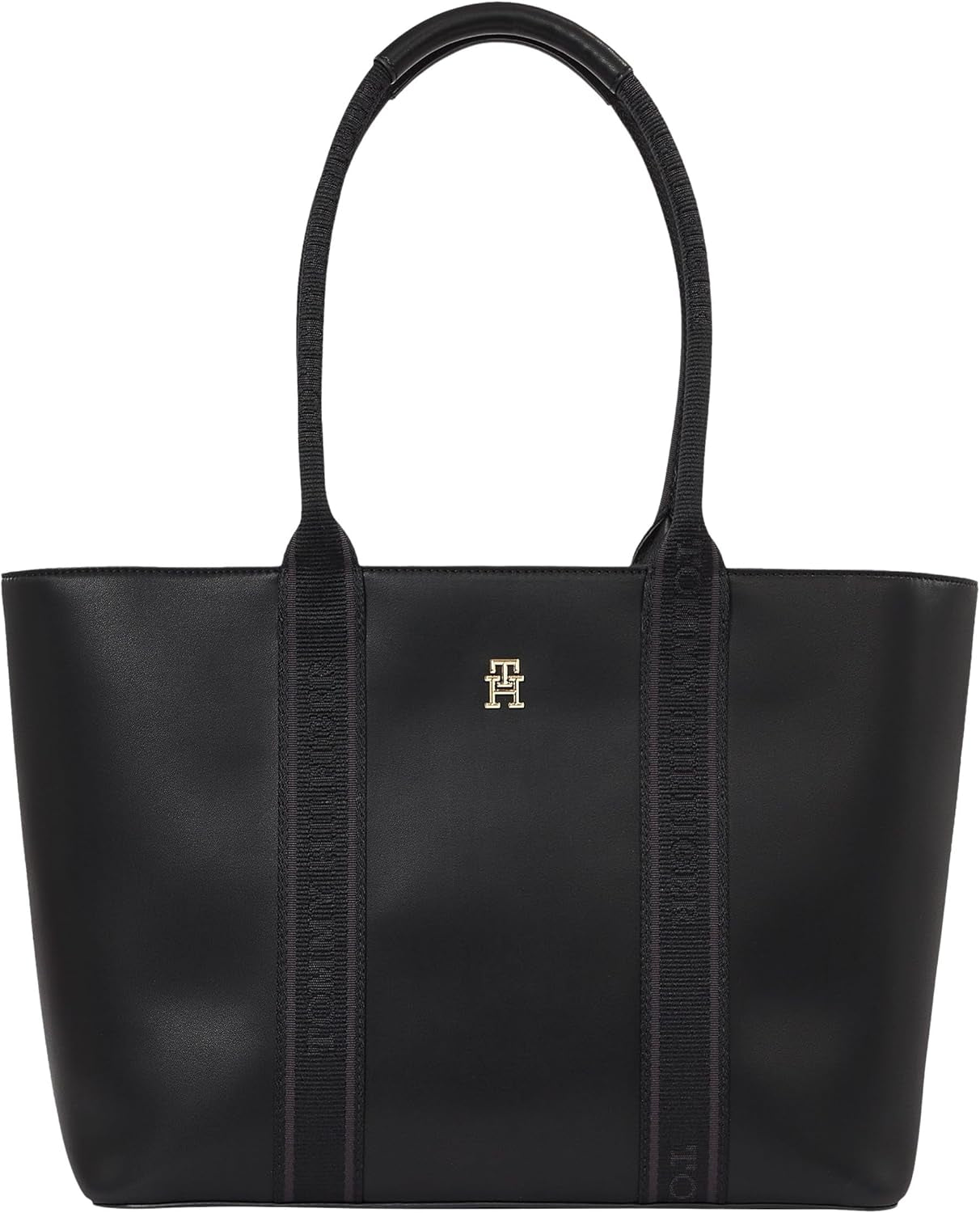 Tommy Hilfiger Th Logotape Tote Aw0aw17198 Tygväska Damväskor Naty Shop Svart (svart)