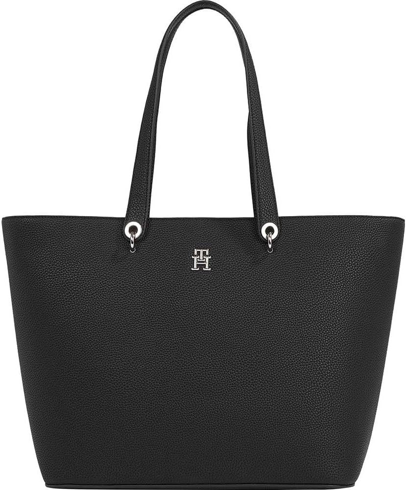 Tommy Hilfiger Tygväska väska Stort emblem Väskor Dam Naty Shop Svart (svart)