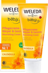 WELEDA Organic Baby Calendula Care Cream Body & Face 30ml - Ansiktskräm / hudkräm för naturlig kosmetika med sesamolja och lanolin för torr hudvård. Fuktgivande vårdkräm för spädbarn och barn Barn - Bad och hudvård Naty Shop 75 Ml (1 förpackning)