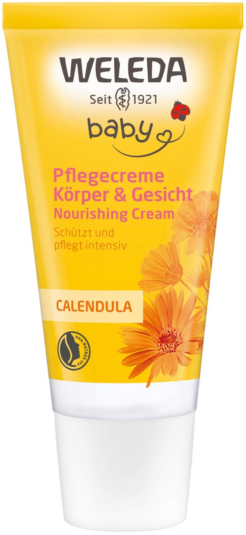 WELEDA Organic Baby Calendula Care Cream Body & Face 30ml - Ansiktskräm / hudkräm för naturlig kosmetika med sesamolja och lanolin för torr hudvård. Fuktgivande vårdkräm för spädbarn och barn Barn - Bad och Hudvård Naty Shop