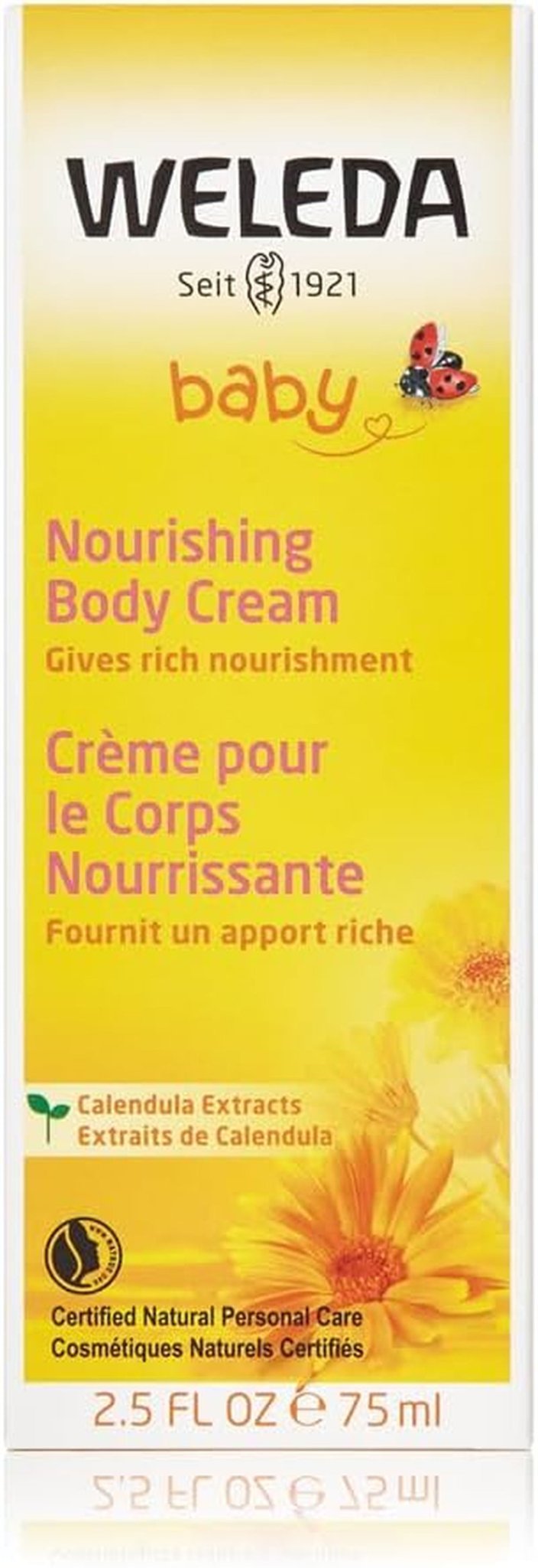 WELEDA Organic Baby Calendula Care Cream Body & Face 75ml - Ansiktskräm / hudkräm för naturkosmetik med sesamolja och lanolin för torr hudvård. Fuktgivande vårdkräm för spädbarn och barn Barn - Bad och Hudvård Naty Shop